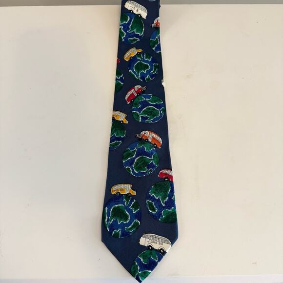 Save The Children Men's Blue Cars Adam Age 12- Educate The World Silk Neckties - Picture 2 of 6
